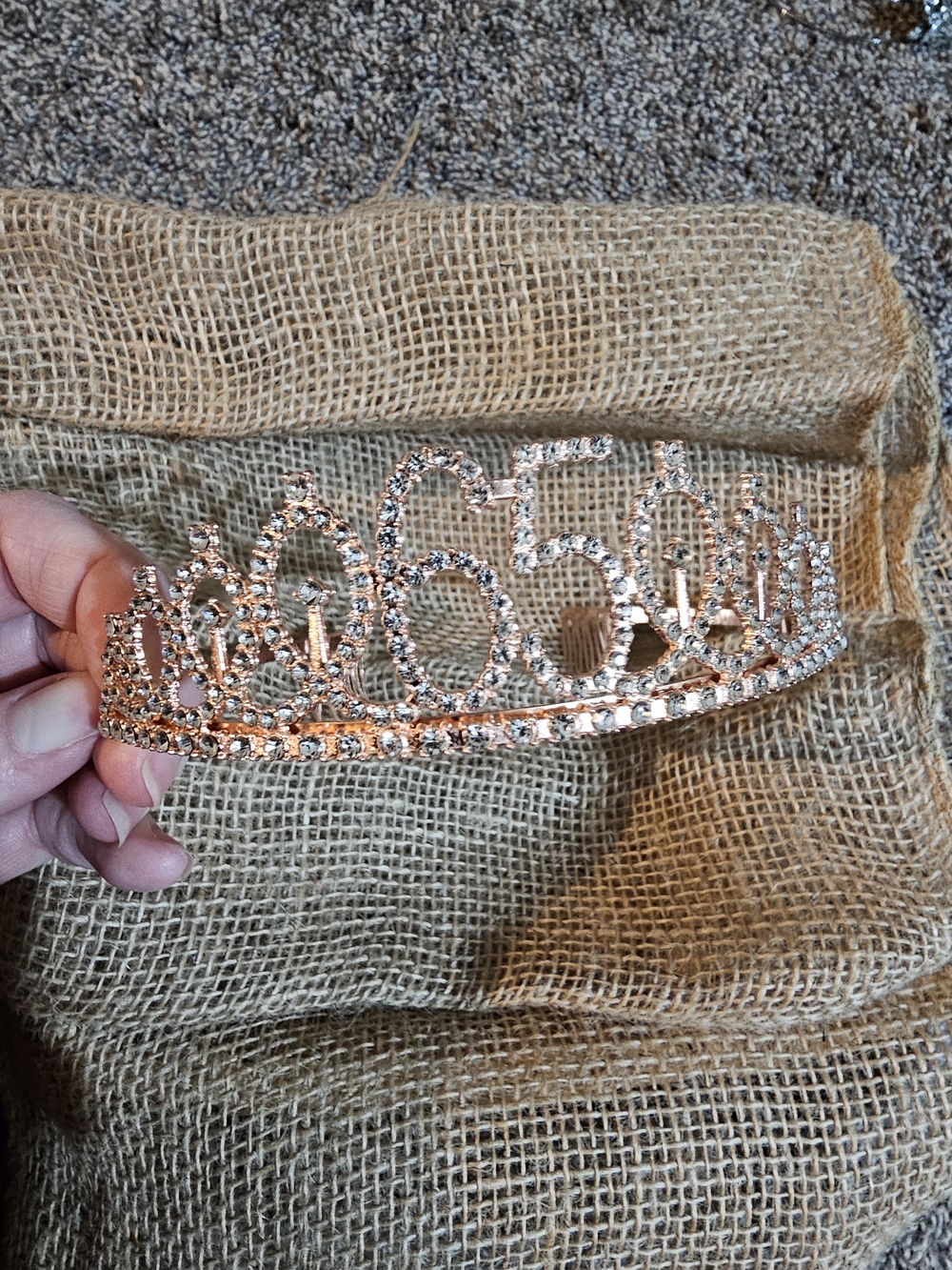 Rose Gold 65 Rhinestone Birthday Tiara